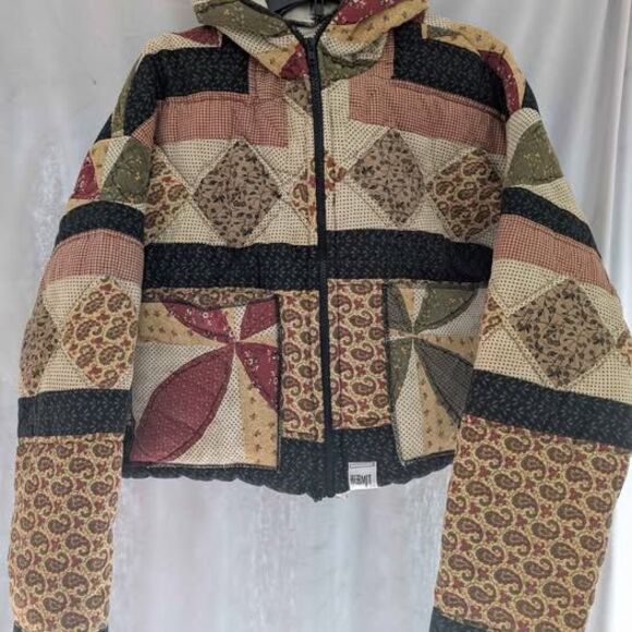 Handmade Upcycled Fall Toned Vintage Quilt Jacket Upcycled - Picture 1 of 10